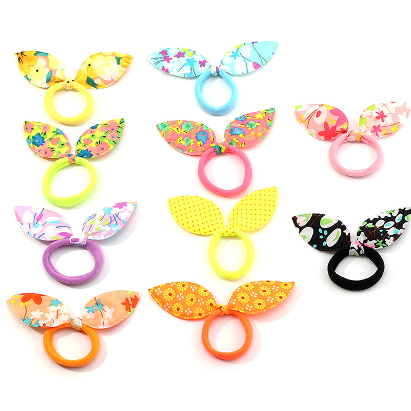 Fashion Mixed Color Fabric Printing Small Hair Ring  Wholesale display picture 6