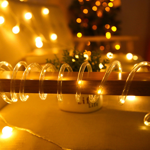 led太阳能管子灯铜线灯串户外防水彩虹管圣诞节日彩灯庭院装饰灯