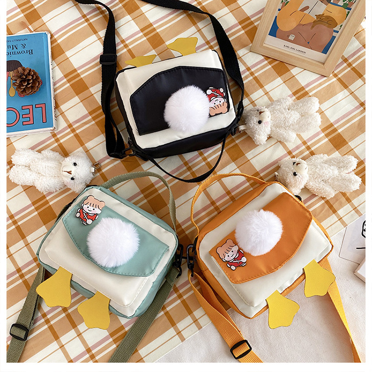 Creative and personalized duck-butted single-shoulder small square bag for women 2021 cross-border bag canvas mobile phone coin purse undefined