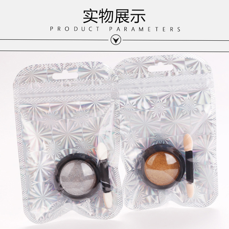 Polvo de espejo mágico láser sólido de uñas de grado cosmético polvo de láser de uñas de oro y plata galvanoplastia polvo de oro de titanio 2020 Venta caliente