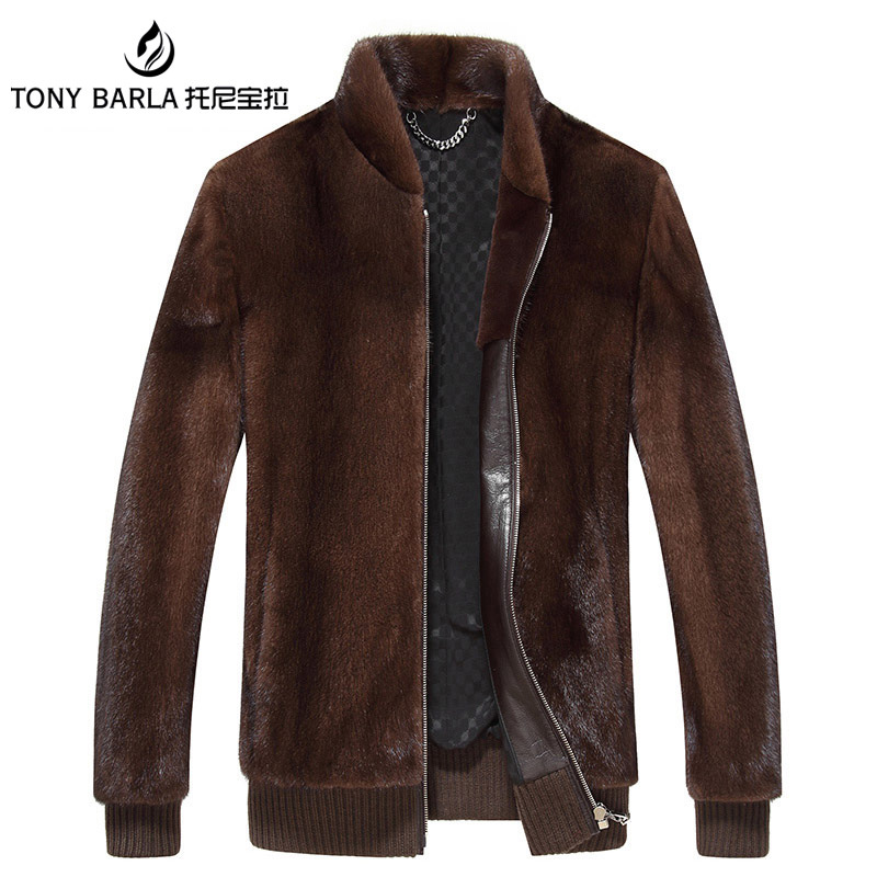 美国传奇宝嘉美水貂貂皮大衣男装2020秋冬新款裘皮皮草棒球服外套|ms