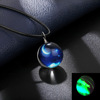 Starry sky, necklace, glossy pendant, with gem, European style