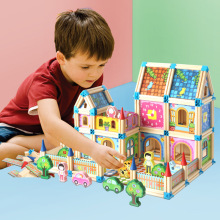 新款儿童建筑大师积木玩具木制创意城堡房屋立体拼装拼版模型玩具