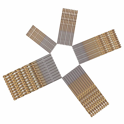 Factory direct sale 50pc titanium plated twist drill golden high speed steel 4241 straight handle drill 1-3mm combined woodworking opening