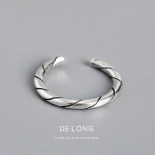 Минималистичное ретро кольцо, южнокорейский товар, трендовое ювелирное украшение, аксессуар, серебро 925 пробы