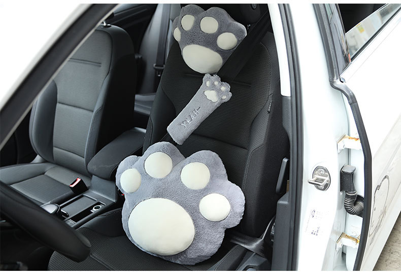 Car Plush Headrest Pillow Cute Cat Claw Car Neck Pillow Pillow Pillow Fashion Advanced Sense Car Interior Decoration Waist Pillow