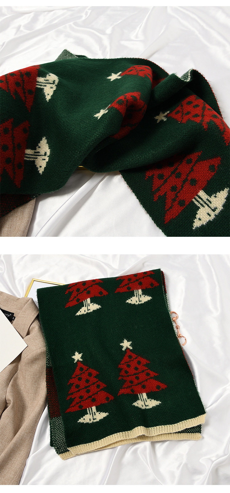 Weihnachtsschal Für Mädchen, Gestrickter Winter-wollschal, Festlich_voghion.com