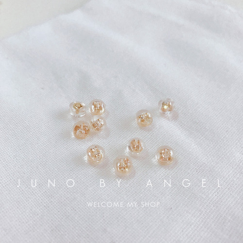 925 sterling silver plated with 14K gold, white gold, rose gold, color-preserving gold-covered ear plugs, silicone plastic accessories, ball ear stud plugs