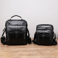 新款鱷魚肚紋男士單肩包頭層牛皮商務男包時尚斜挎包真皮工廠直銷