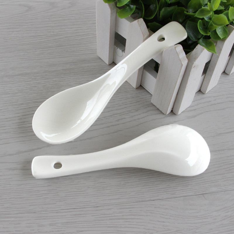 Pure white ceramic small spoon hotel restaurant soup spoon household bone china spoon light porcelain spoon tableware manufacturers wholesale