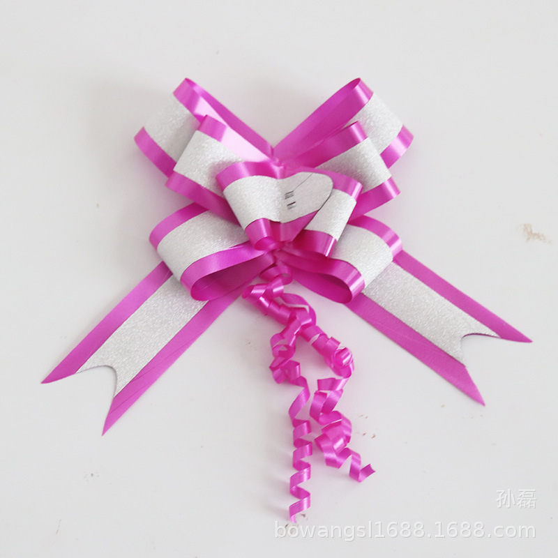 Nuevo gran doble capa brillo plata cebolla arco mano tire flor de la boda regalo del coche de la flor embalaje ramo tire de la flor 5cm