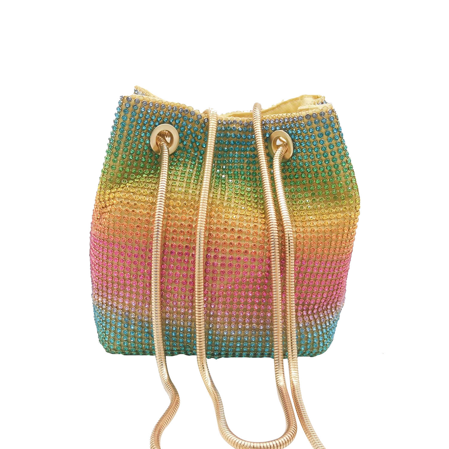 Esstasche Rainbow Mesh Diamond Bucket Bag Strass Partytasche display picture 9