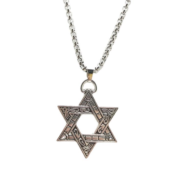 Six pointed Star Fashion Student Couple Personalized Titanium Steel Men's and Women's Necklace Pendant Accessories_voghion.com
