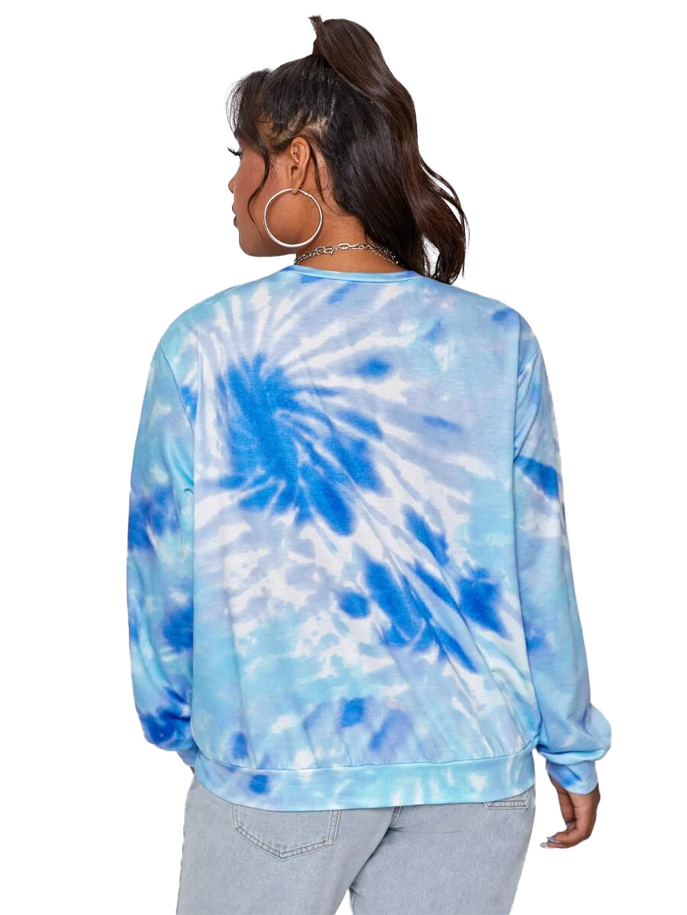 hot sale women s cross-border new casual round neck long-sleeved large size knitted tie-dye sweater  NSDF3276