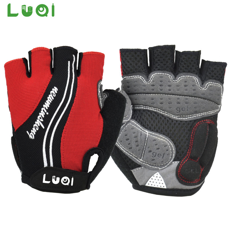 骑行手套自行车公路车山地车赛车短指露指透气防震减震防滑绿骑