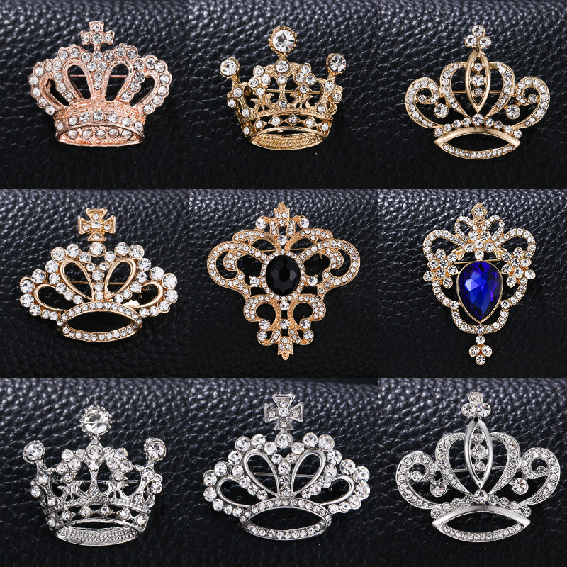 New high-end crystal fashion crown brooc...