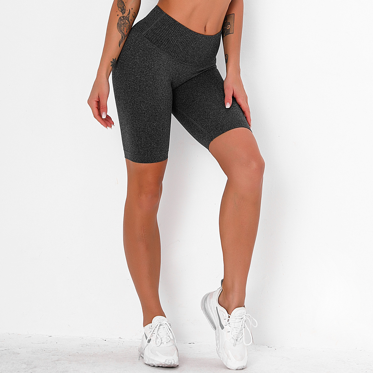 seamless striped quick-drying sports yoga shorts NSLX18355