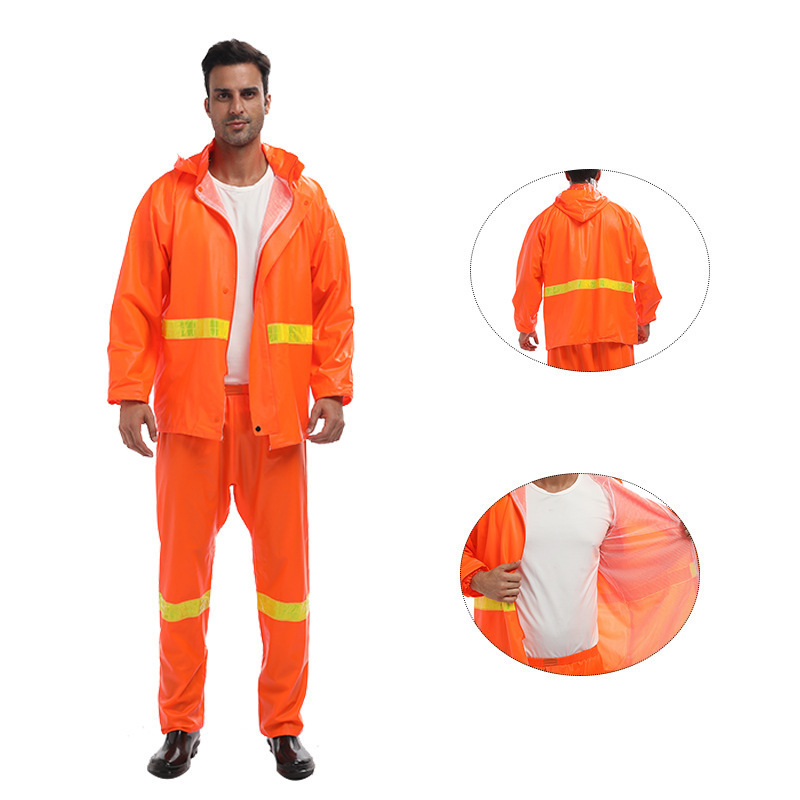 Outdoor Reflective Sanitation Work Split Raincoat Construction Site Double-Layer Labor Protection Poncho Adult Raincoat Rain Pants Set Outdoor Reflective Sanitation Work Split Raincoat Construction Site Double-Layer Labor Protection Poncho Adult Raincoat Rain Pants Set