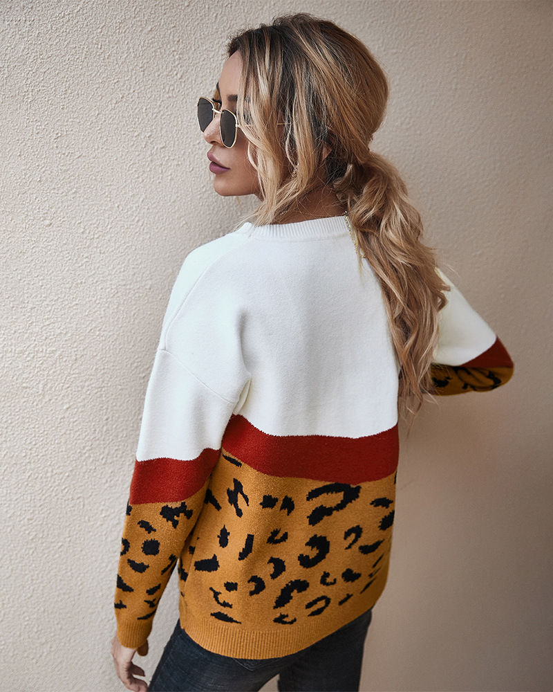 women s sweater jacket autumn and winter leopard sweater wholesale NSKA271