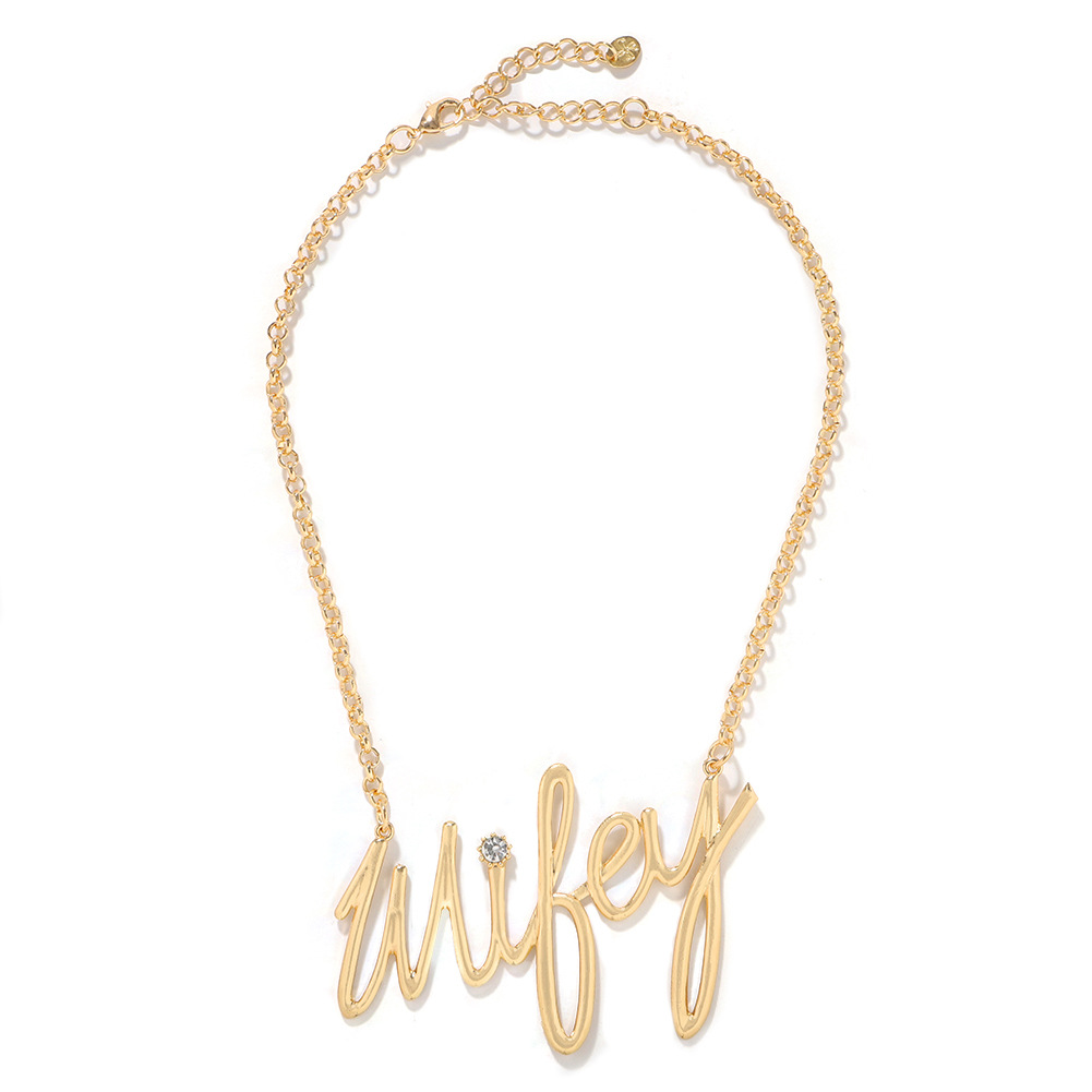 Korean new simple fashion letters diamond diamond hip hop alloy necklace wholesale