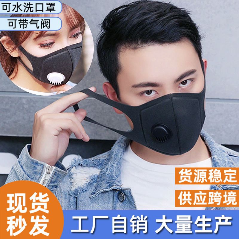 明星同款聚氨酯海绵口罩防尘花粉双层呼吸阀口罩保暖防寒口罩批发|ru