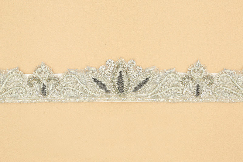 2016新婚纱腰带成品玻璃手工缝制钉珠刺绣水钻印度丝树叶图案金色