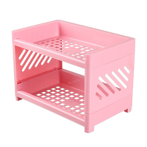Desktop double-layer storage rack dormitory small hollow storage rack mini home bathroom sink organizer
