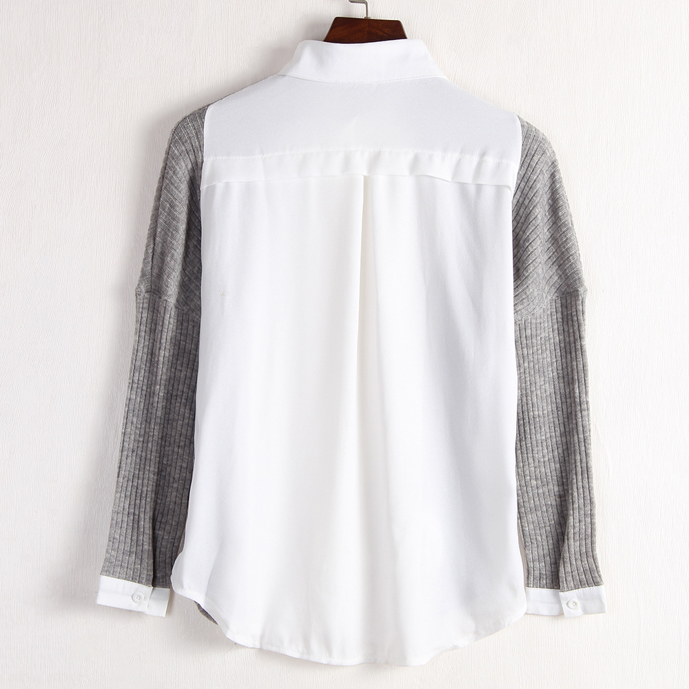 spring new knit stitching slim blouse NSJR19432