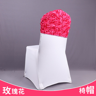 rose wedding Back decorate three-dimensional Pink flowers Elastic force Mosaic hotel Banquet chair Back cover decorate