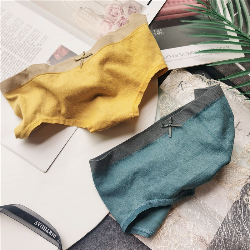 Retro contrast color# comfortable hip color matching cute sexy embossed hip underwear Retro contrast color# comfortable hip color matching cute sexy embossed hip underwear