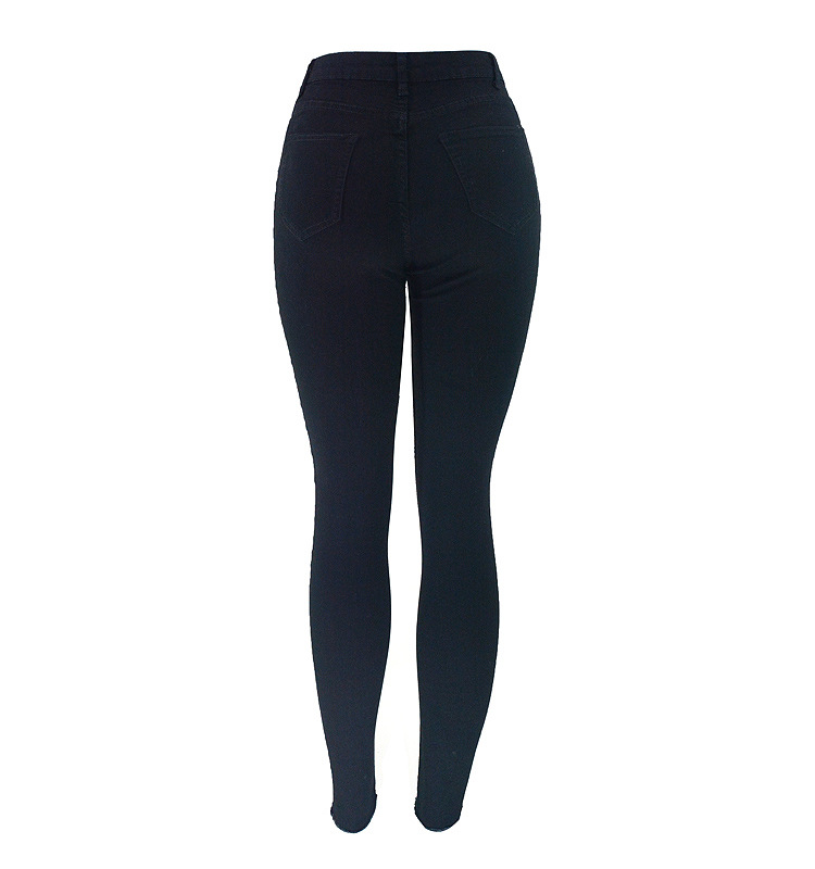 black high waist slim denim pants NSSY9877