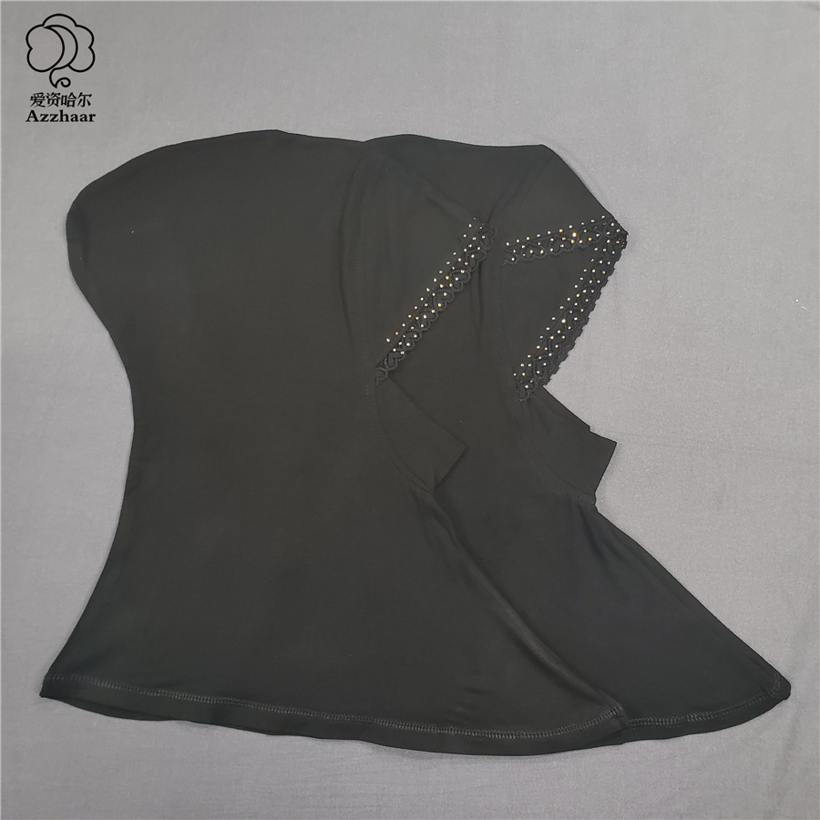 莫代尔蕾丝烫钻打底帽