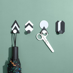 Nordic Style Iron Geometric Hooks Kitchen Bathroom Adhesive Hooks Creative No-Drill Kitchen Bathroom Dorm Door Hooks