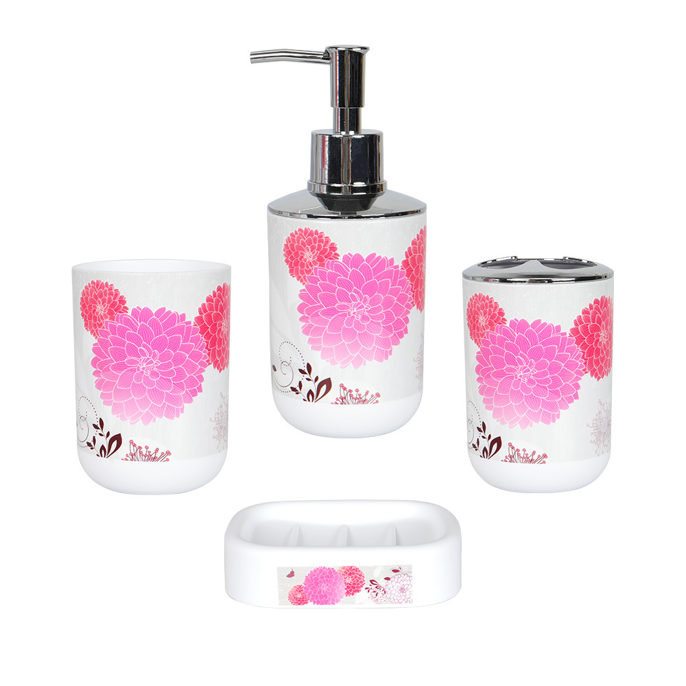 Artículos de tocador conjunto de cuatro piezas de baño simple conjunto de baño enjuague bucal Copa cepillo de dientes titular caja de jabón plástico Conjunto de 4 piezas