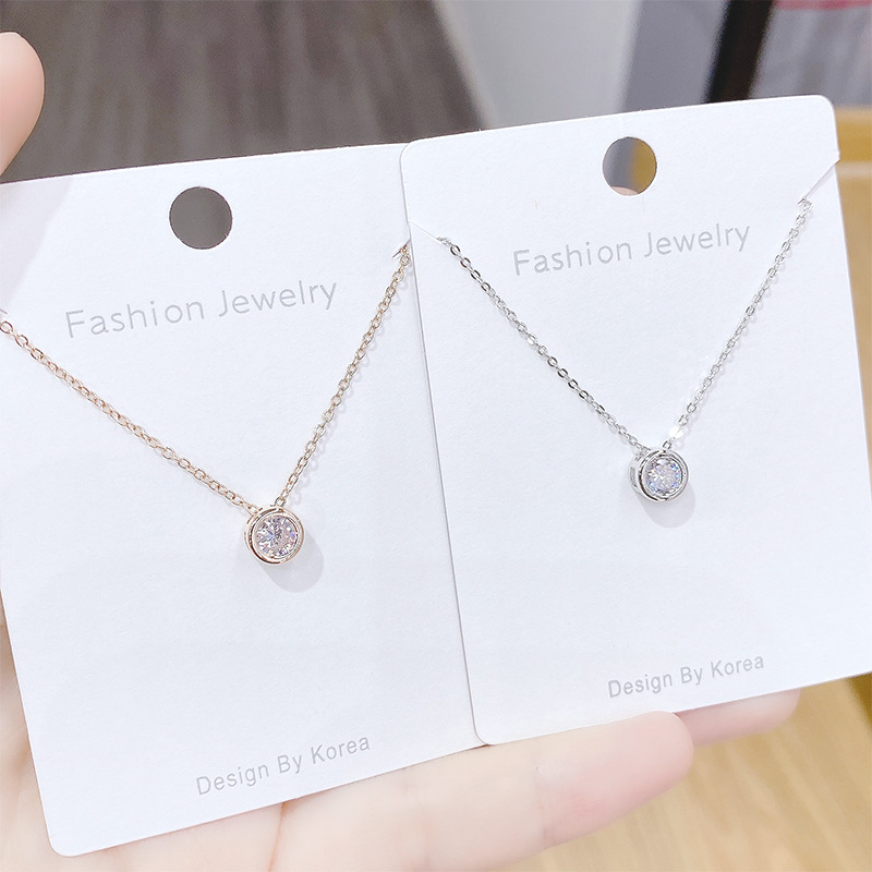 Simple Style Round Copper Zircon Necklace In Bulk display picture 1