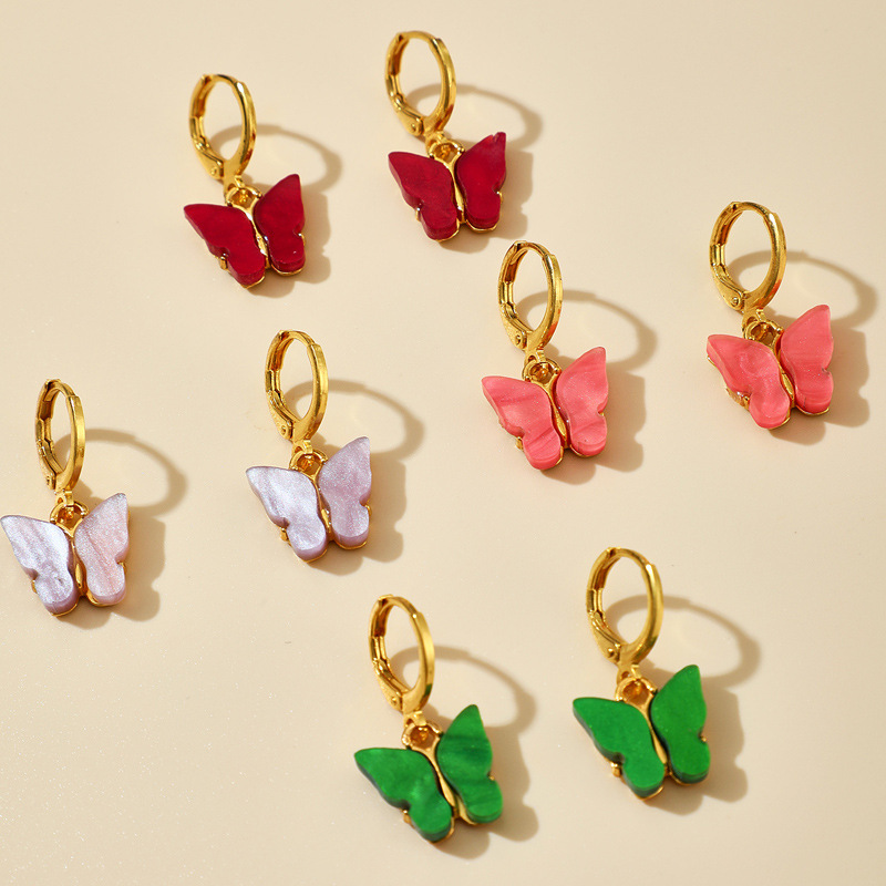 New Fashion Simple Cute Candy Color Butterfly Earrings Wholesale Nihaojewelry display picture 3