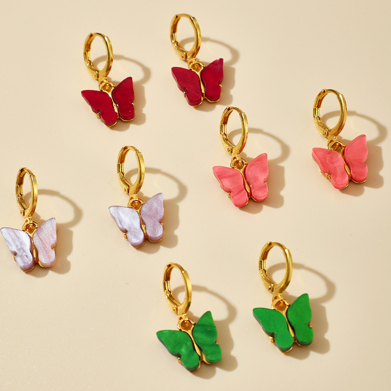 Nouvelle Mode Simple Mignon Boucles D'oreilles Papillon Couleur Bonbon En Gros Nihaojewelry display picture 3