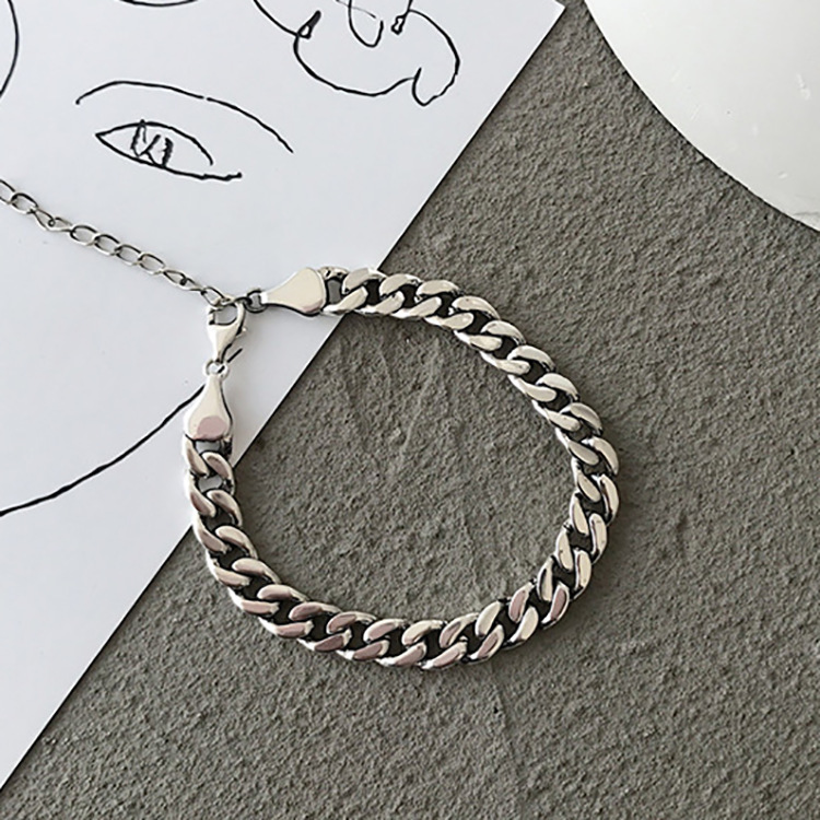 Simple S925 Sterling Silver Geometric Bracelet Wholesale display picture 2