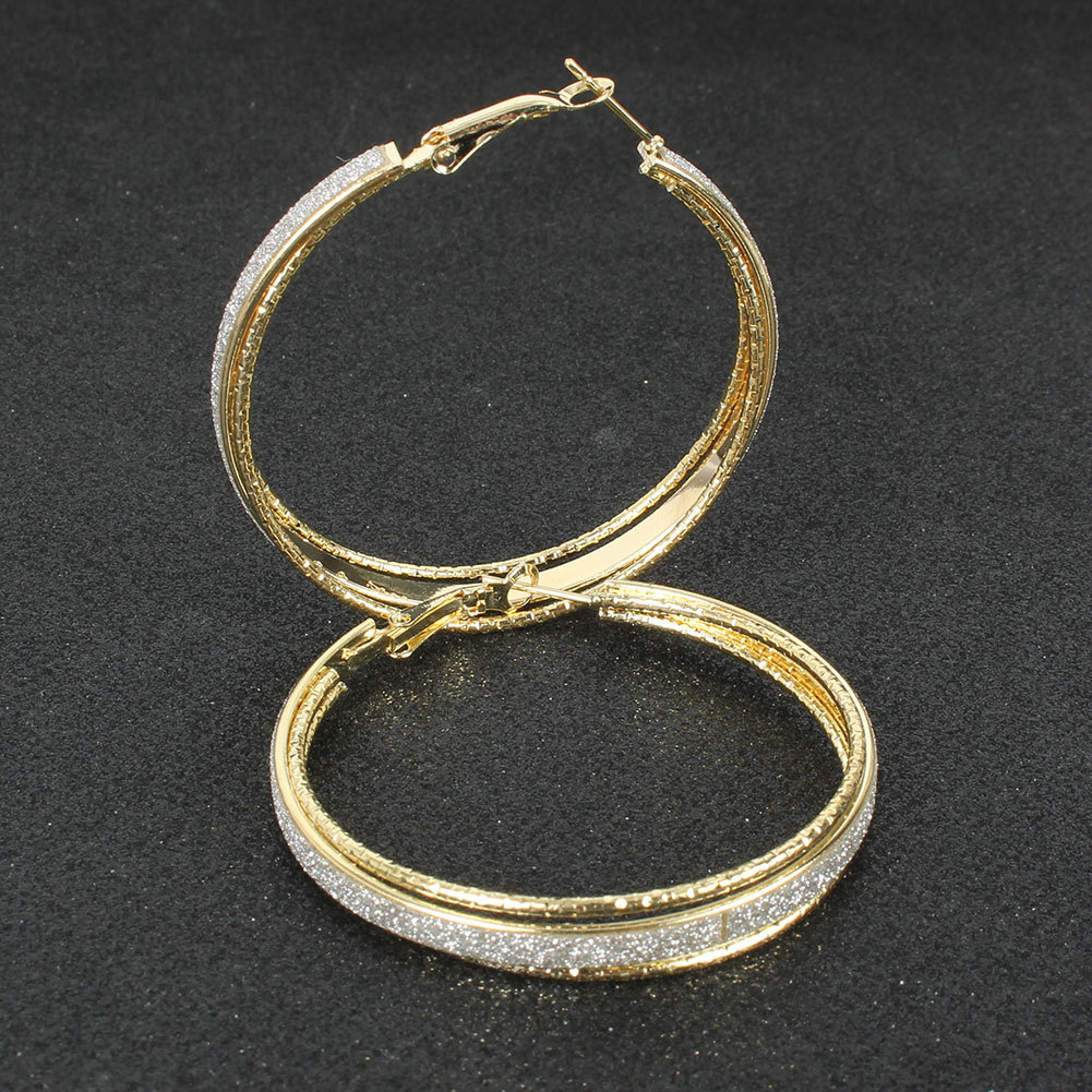 Exaggerated Geometric Metal Frosted Earrings Fashion Hoop Earrings display picture 3