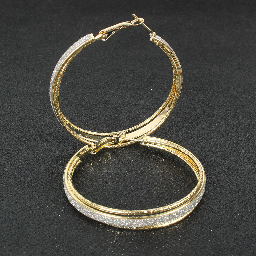exaggerated geometric metal frosted earrings fashion hoop earrings