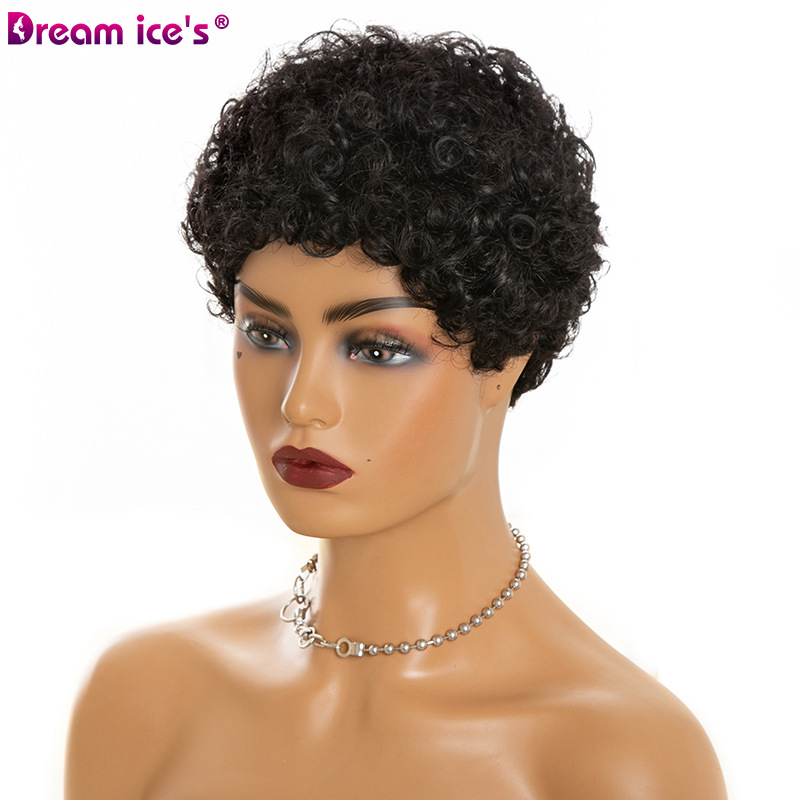 Real human hair wigs female short mechan...