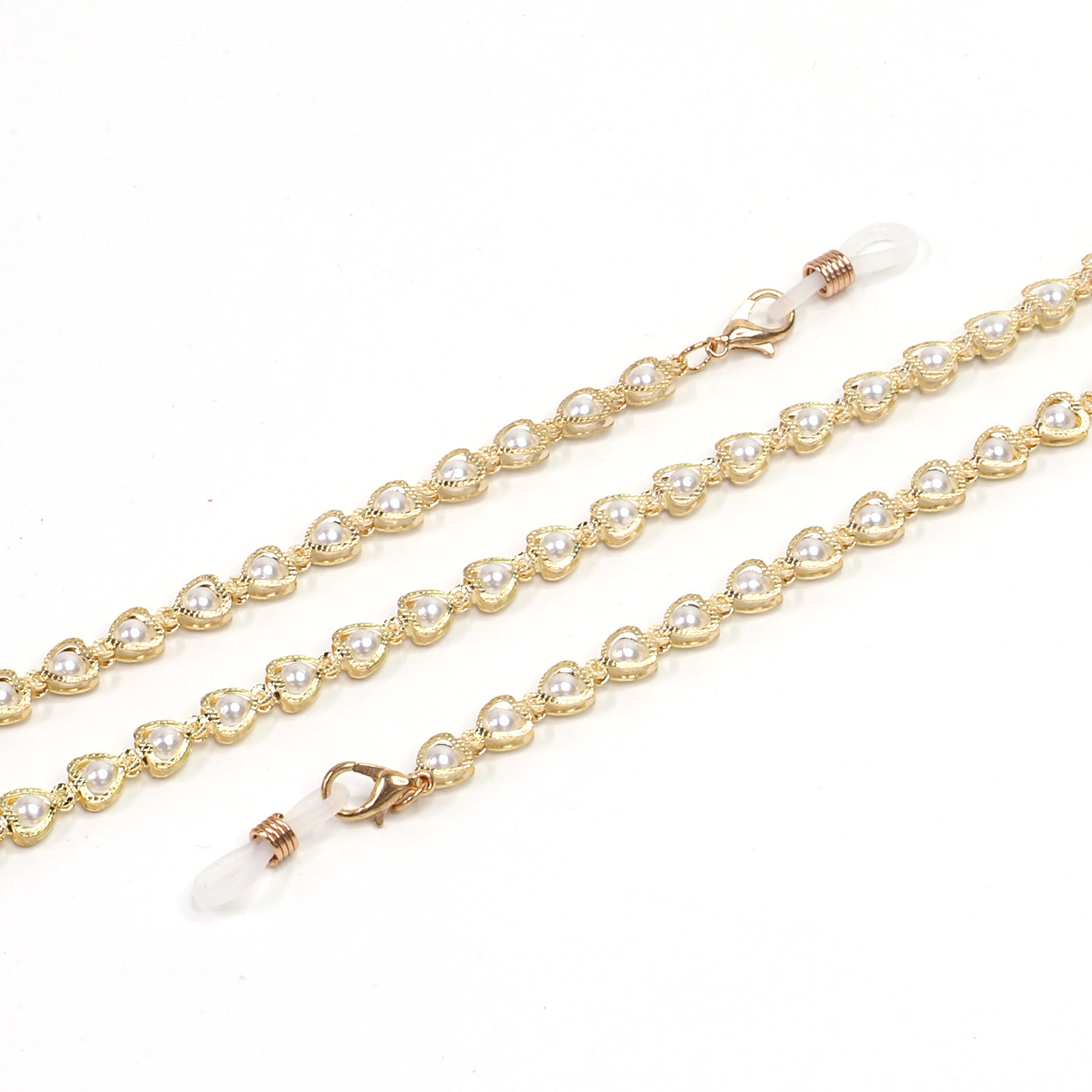 Korean Fashion Hot Section Fashion Simple Golden Peach Heart Pearl Glasses Chain Glasses Chain Wholesale Nihaojewelry display picture 2