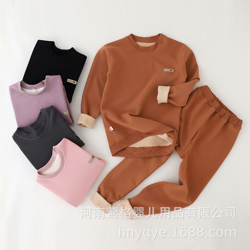 厂家直销中大童加绒保暖内衣套装成人也能穿的奥丽绒加厚保暖内衣