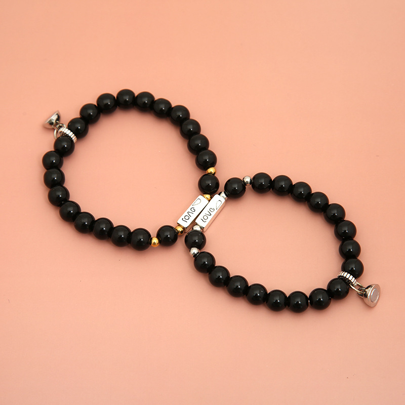 Wholesale Jewelry Imitation Obsidian Beads Bracelet A Pair Of Set Nihaojewelry display picture 3