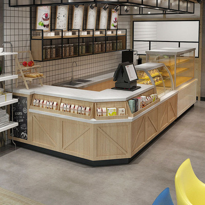 定制商用奶茶面包转角吧台收银台柜台店铺简约甜品蛋糕烘焙店前台