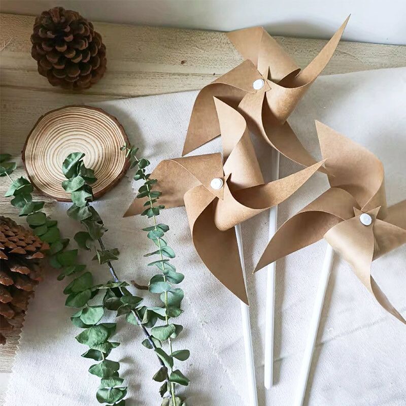 Kraft Paper Windmill ins Cyber Celebrity Pose Props Wedding Decoration Handheld Photo Props Nostalgic Retro Toys