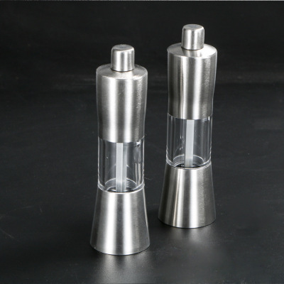 304不锈钢手动胡椒研磨器 花椒胡椒绿豆芝麻粗盐研磨瓶 透明视窗