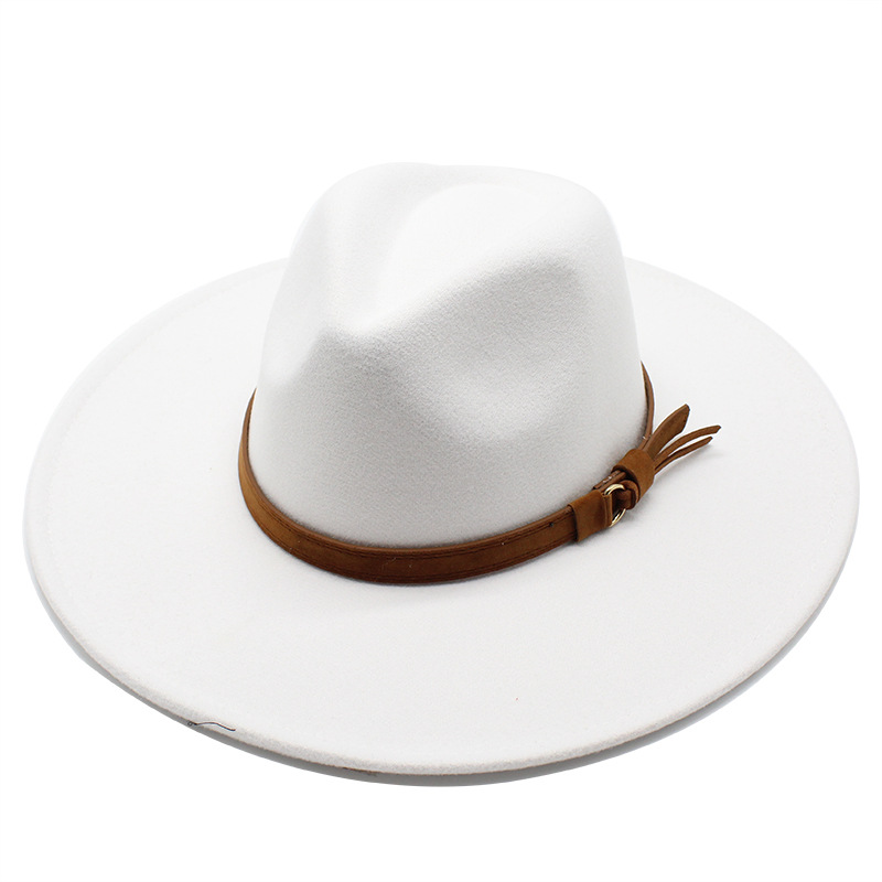British Style Style Flat Eaves Rim Unisex British Style Solid Color Flat Eaves Fedora Hat