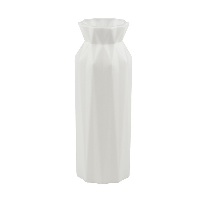 塑料花瓶创意北欧风圆形花瓶时尚简约防摔仿瓷花瓶家居摆件花盆详情10