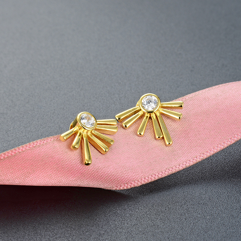 Corea del Sur Dongdaemun Hipster diseño geométrico ZIRCON pendientes femeninos al por mayor Diamante-incrustado oro s925 plata oreja gancho